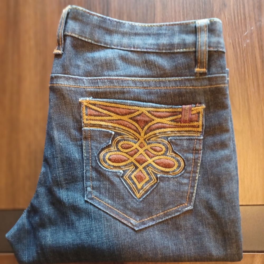 Buffalo David Bitton Blue Skinny Jeans with Embroidered Design